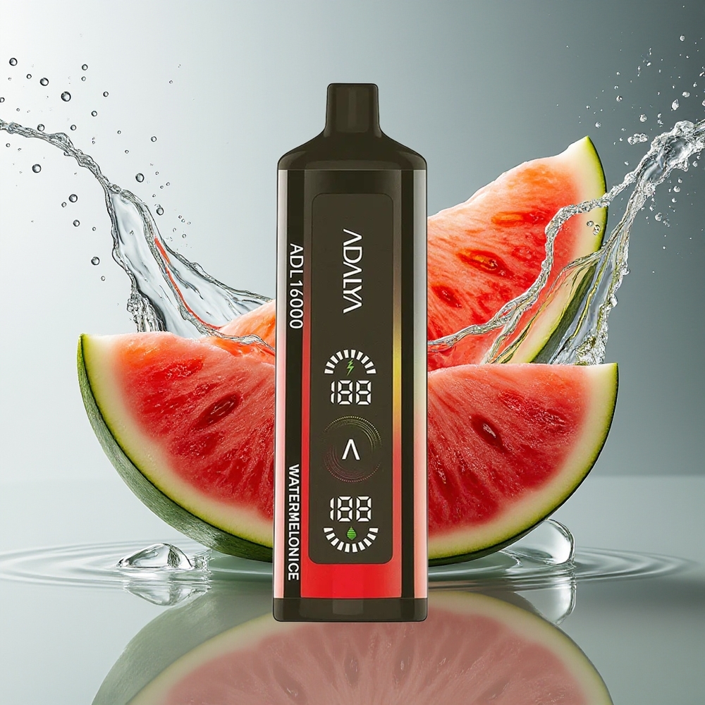 Adalya ADL 16000 PRO Watermeloen Ijs Wegwerp Vape Staal Pijp Digitaal Scherm USB-C