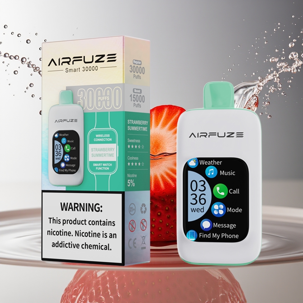 AirFuze Smart 30000 Puffs Aardbeienzomer Wegwerp Vape 5% Nicotine 900mAh Type-C