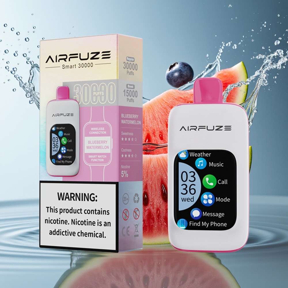 AirFuze Smart 30000 Puffs Blauwe Bes Watermeloen Wegwerp Vape 900mAh Type-C