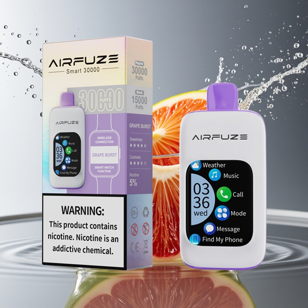AirFuze Smart 30000 Puffs Druiven Uitbarsting 900mAh Type-C Touch Scherm