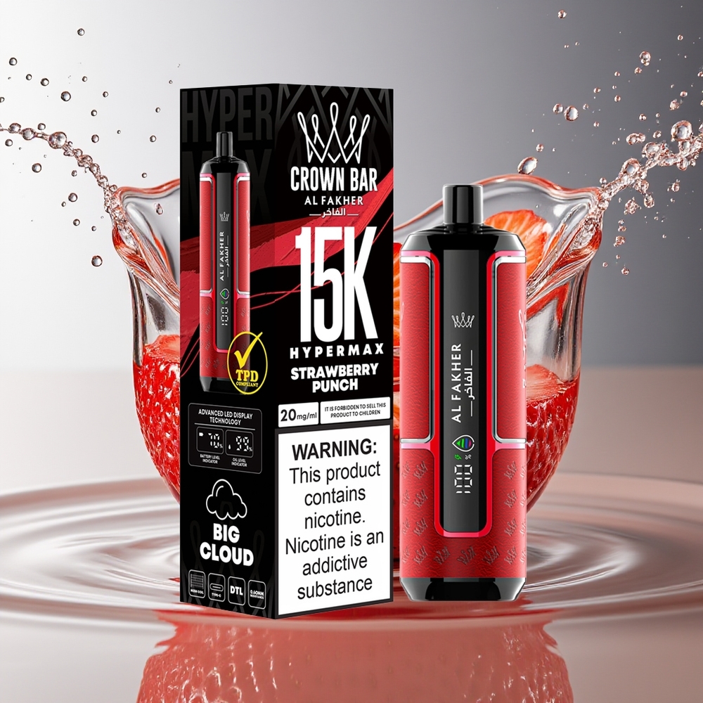 Al Fakher Crown Bar 15K Hypermax Aardbeien Punch Hypermax Wegwerp Vape Kit