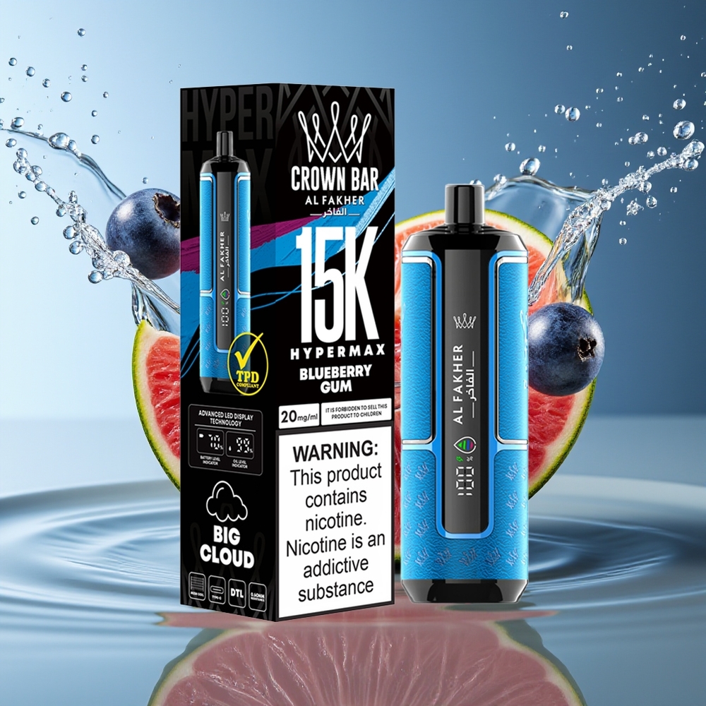 Al Fakher Crown Bar 15K Hypermax Bosbesgom Compact Type-C 600mAh 22ml 6mg