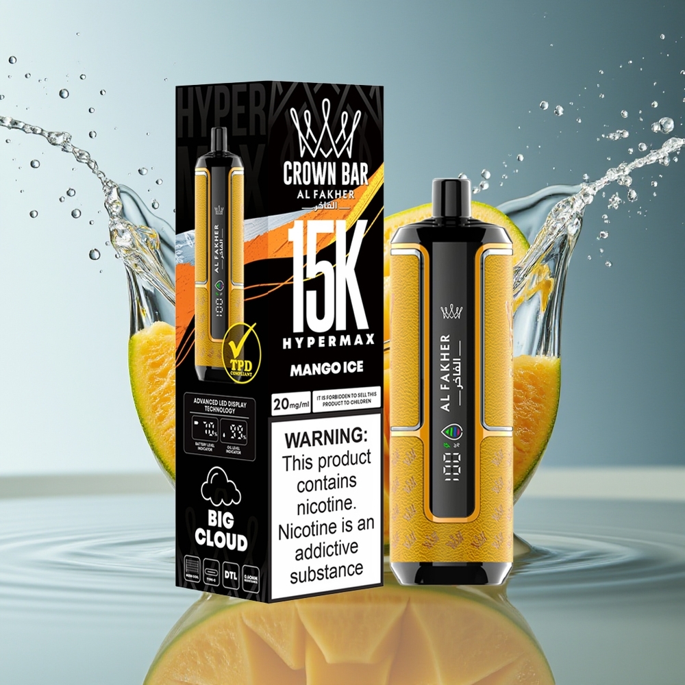 Al Fakher Crown Bar 15K Hypermax DTL 6mg Mangijs IJs 22ml 600mAh Type-C