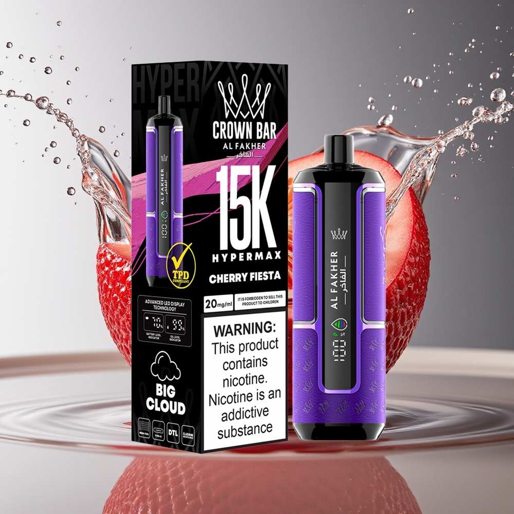 Al Fakher Crown Bar 15K Hypermax Wegwerp Vape Kersenfestijn 22ml 600mAh Type-C DTL 6mg