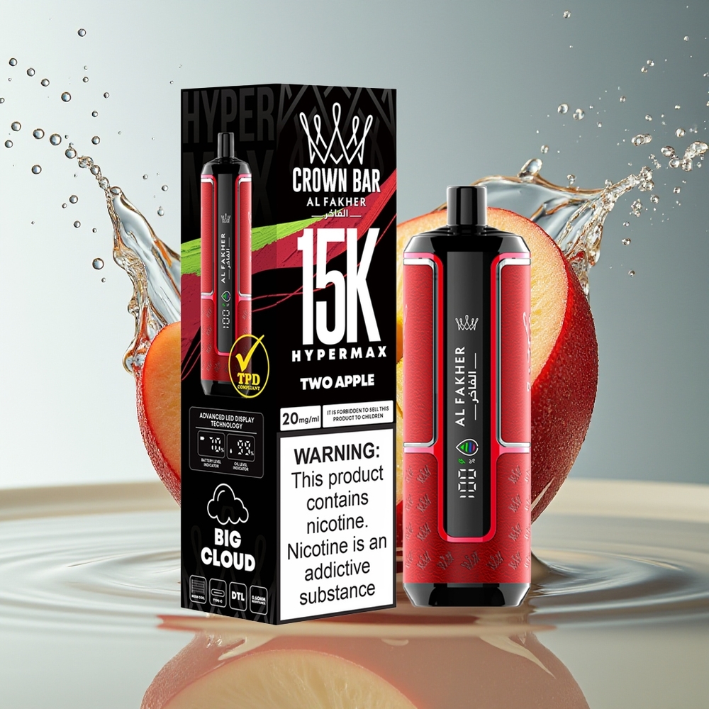 Al Fakher Crown Bar 15K Hypermax Wegwerp Vape Twee Appel 22ml 600mAh Type-C