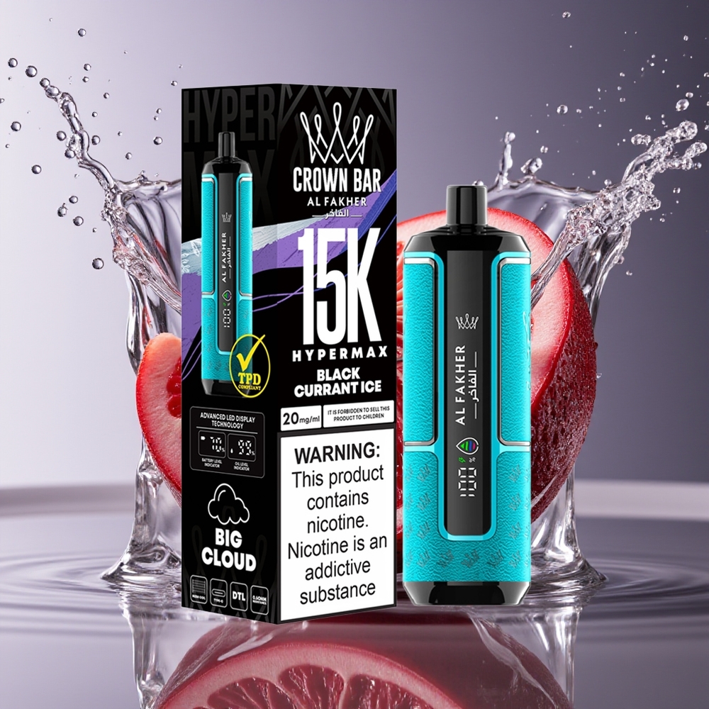 Al Fakher Crown Bar 15K Hypermax Zwarte Bes Ijs Hypermax Wegwerp Vape Kit