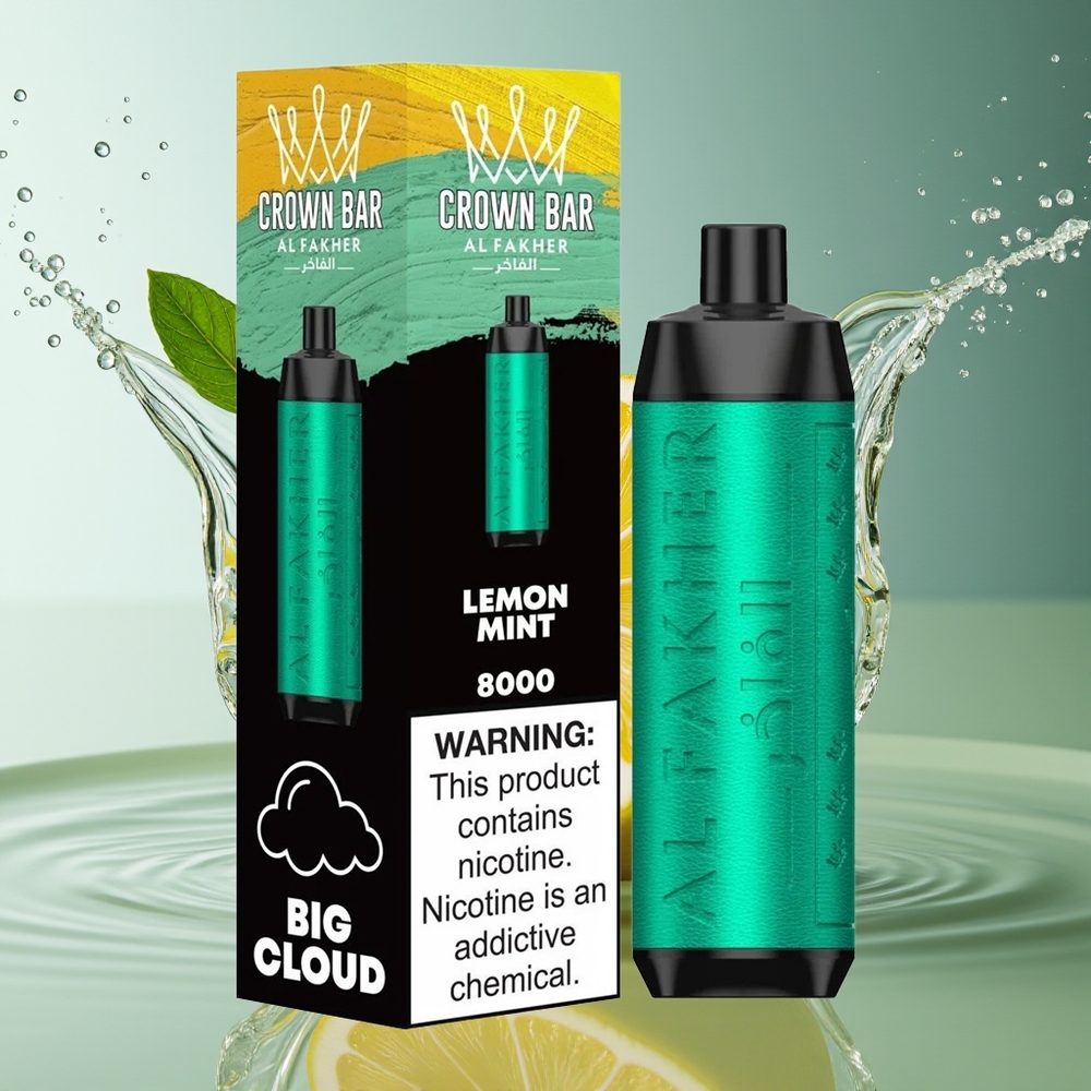 Al Fakher Crown Bar 8000 Citroen Munt Wegwerp Vape 18ml 5mg USB-C 600mAh