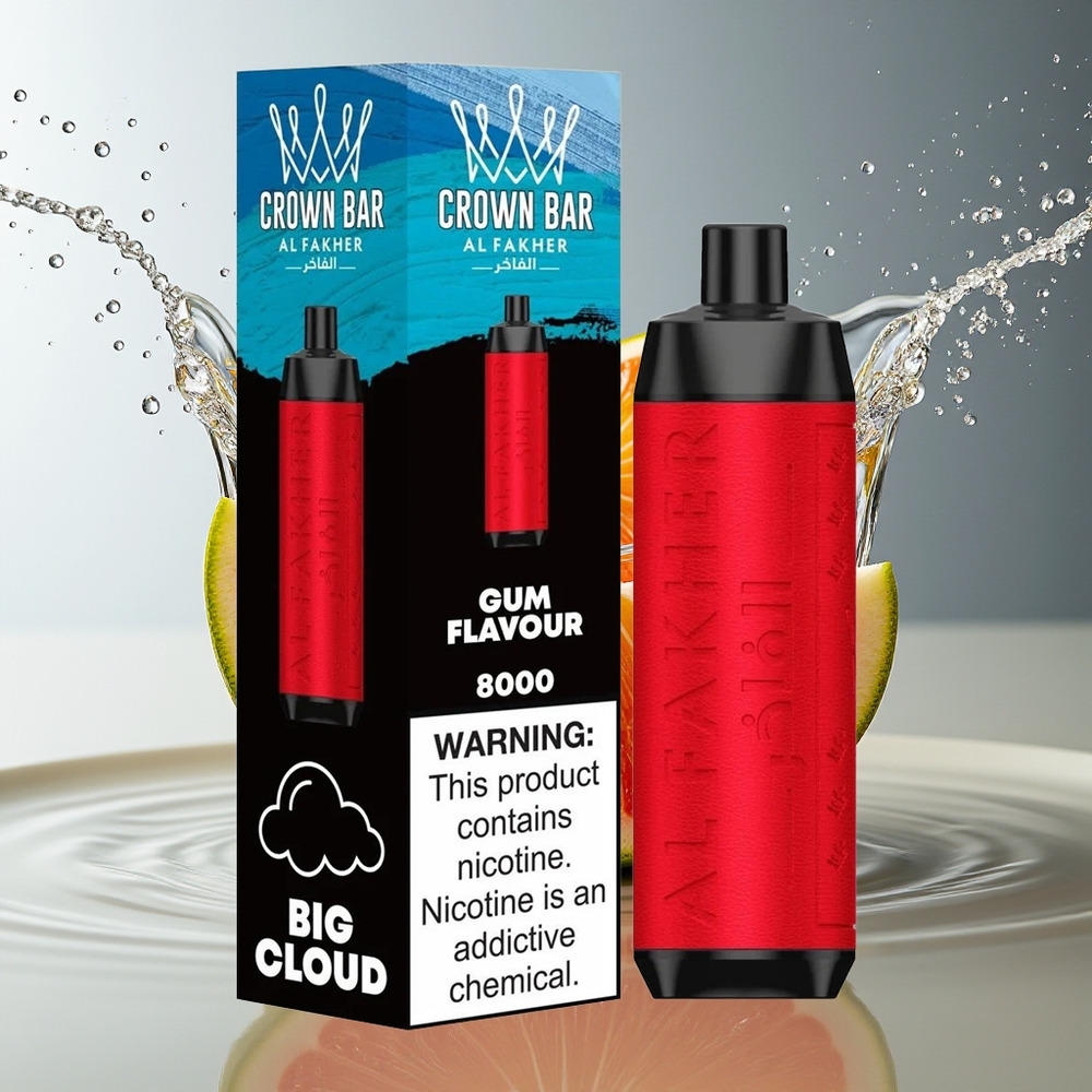 Al Fakher Crown Bar 8000 Kristal Wegwerp Vape Kauwgom Smaak 18ml 5mg 8000 Trekjes