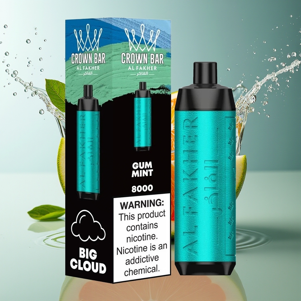 Al Fakher Crown Bar 8000 Kristal Wegwerp Vape Kauwgum Munt 18ml 5mg 600mAh USB-C