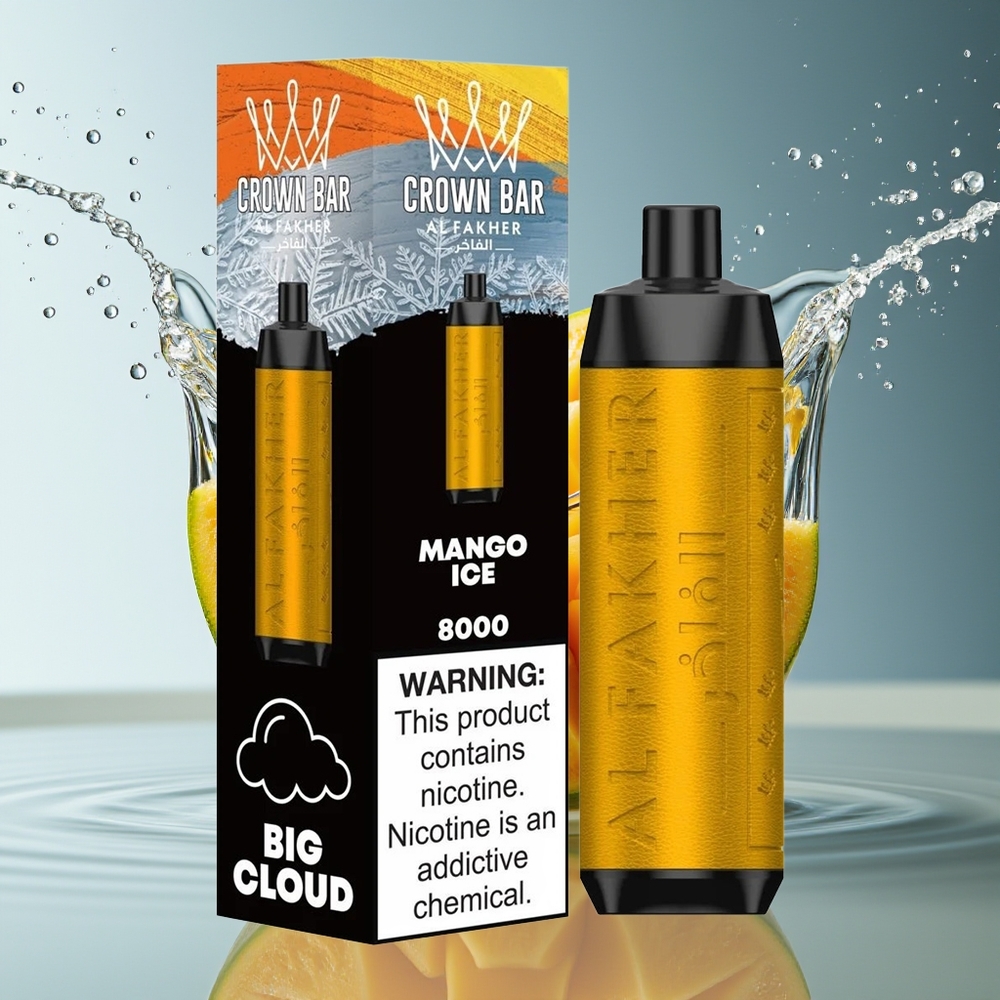 Al Fakher Crown Bar 8000 Mango IJs Wegwerp Vape 18ml 5mg USB-C 600mAh