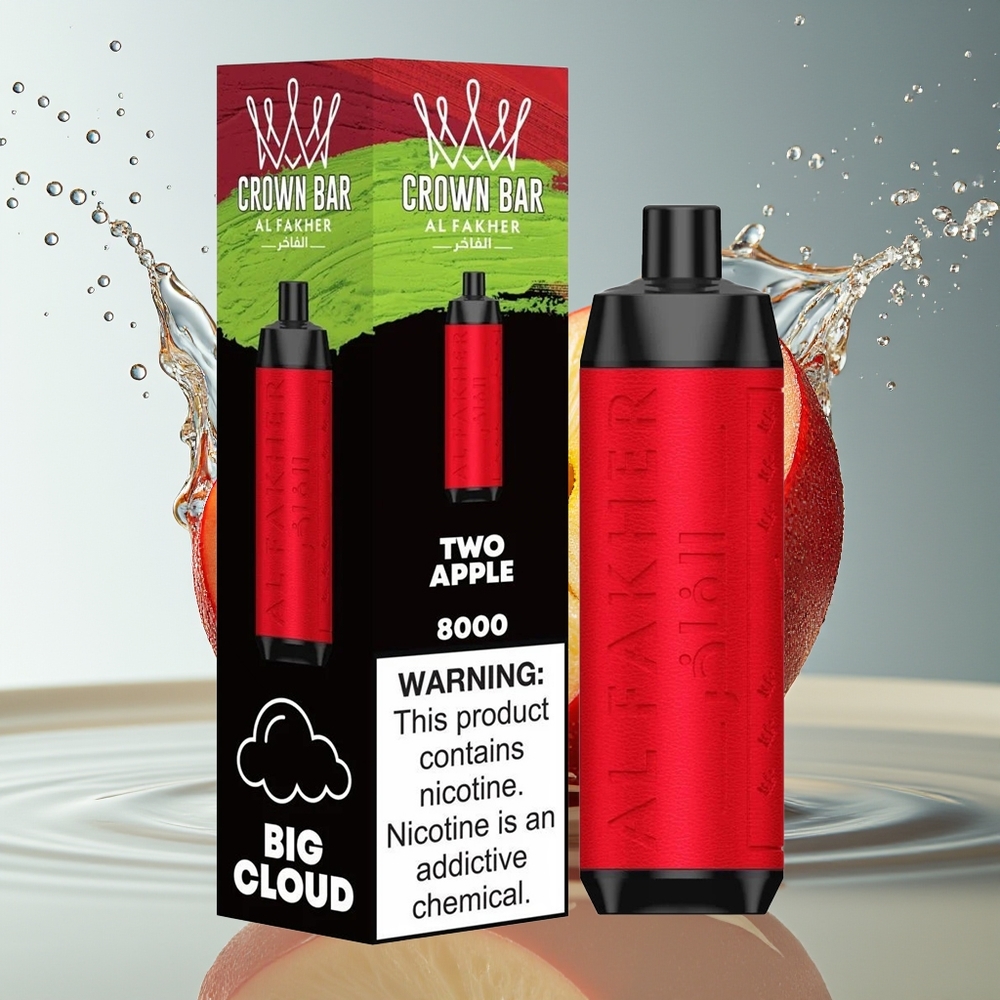 Al Fakher Crown Bar 8000 Twee Appel Wegwerp Vape 18ml 5mg Nicotine 600mAh USB-C