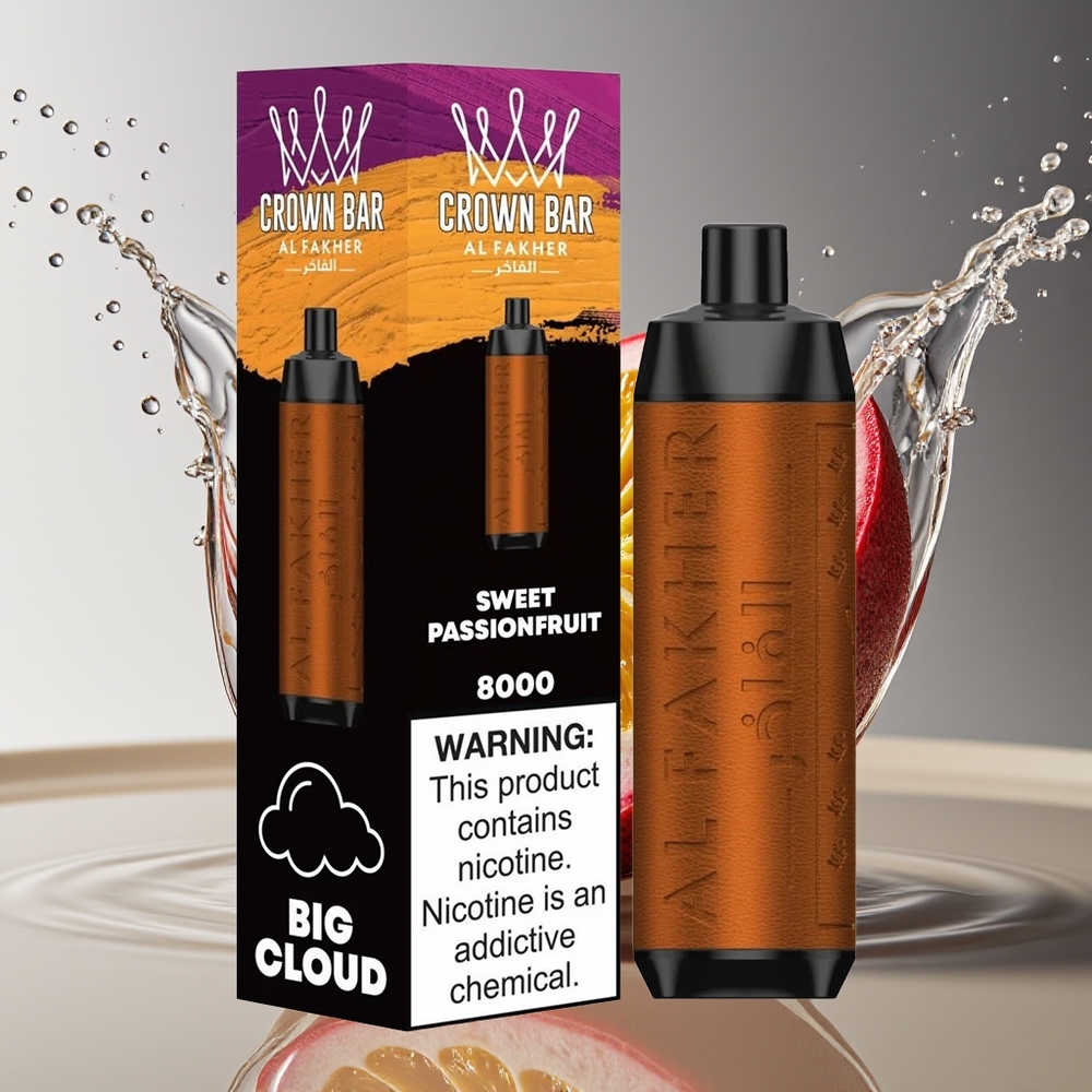 Al Fakher Crown Bar 8000 Wegwerp Vape Zoete Passievrucht 18ml 5mg 8000 Puffs USB-C