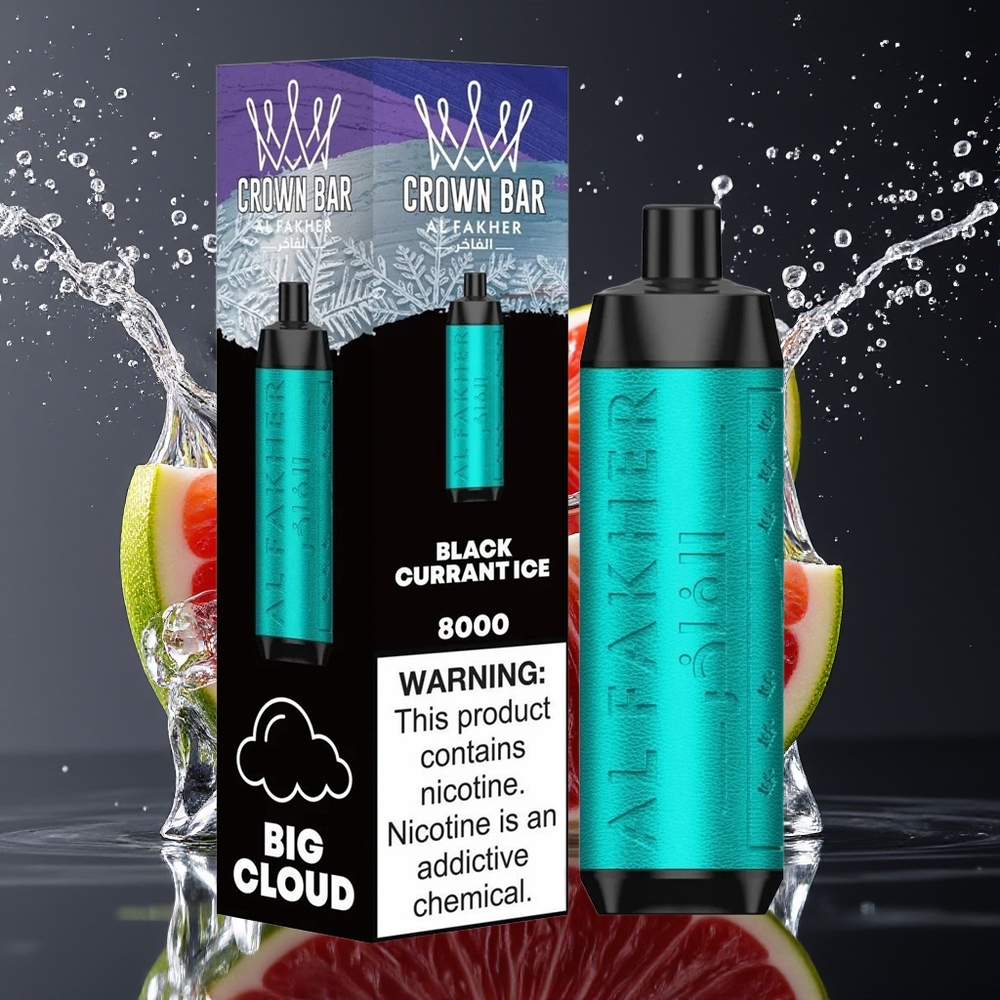 Al Fakher Crown Bar 8000 Zwarte Bes IJs Wegwerp Vape 18ml 5mg 600mAh USB-C