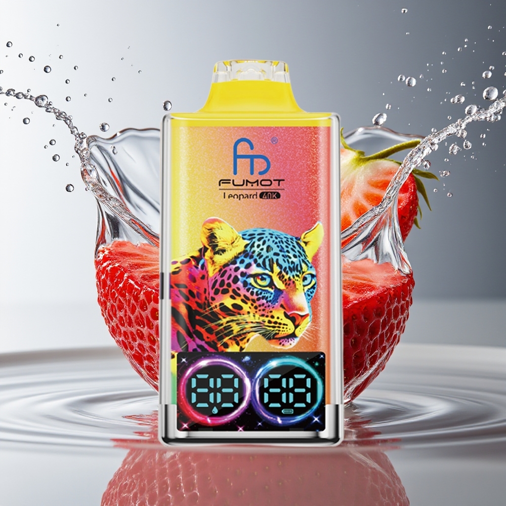 Fumot Leopard 40K Puffs Aardbei IJs Wegwerp Vape 0%-5% Nicotine 700mAh Dual Mesh Type-C Digitale Display