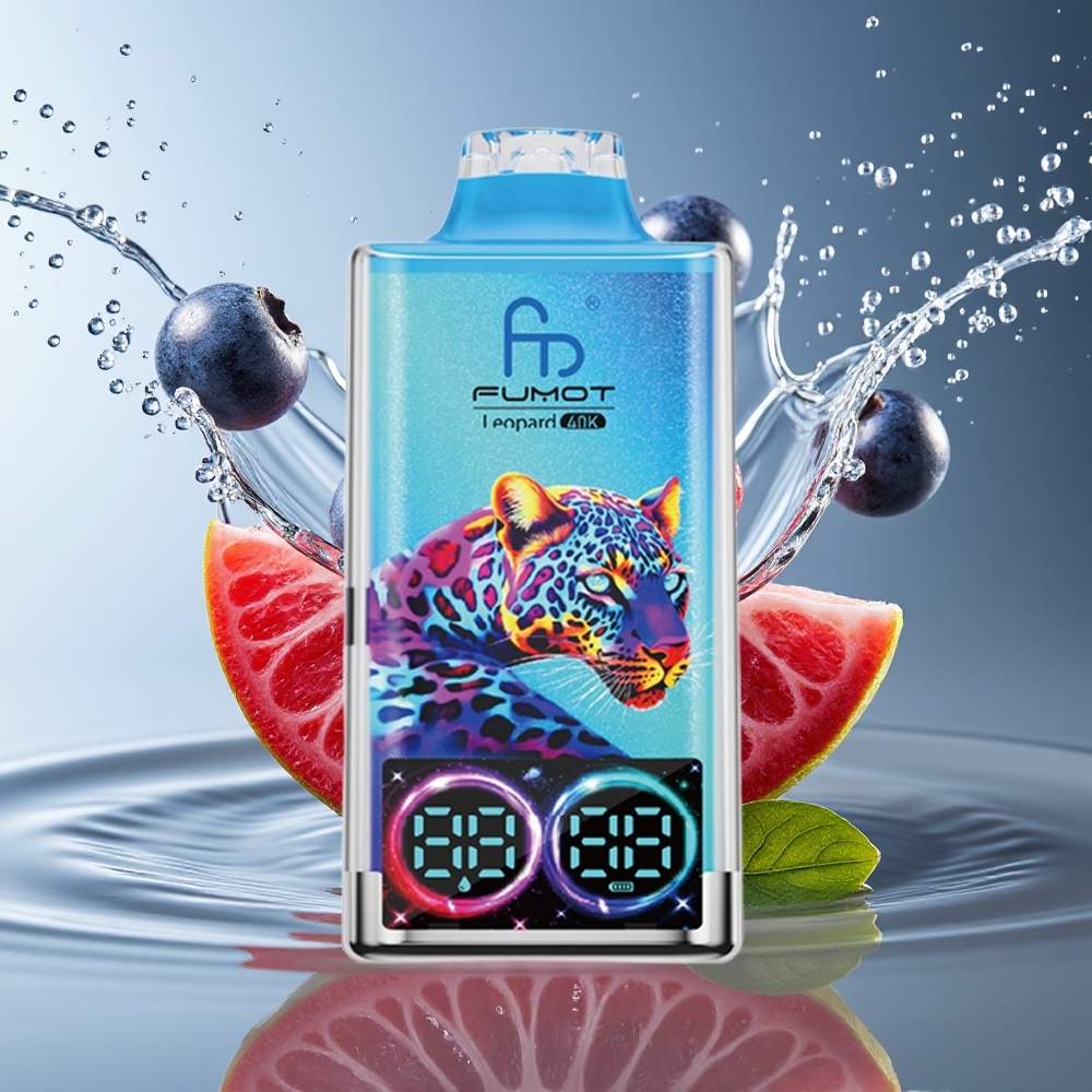 Fumot Leopard 40K Puffs Blauwe Bes Framboos Dual Mesh Type-C 700mAh 0-5% Nicotine
