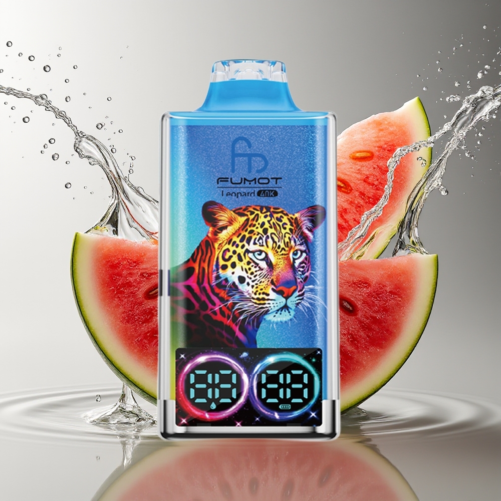 Fumot Leopard 40K Puffs Watermelon Bubblegum Wegwerp Vape 0-5% Nicotine 700mAh Dual Mesh Type-C Digital Display