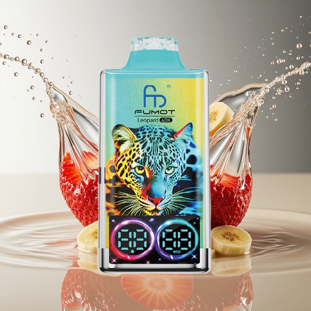 Fumot Luipaard 40K Puffs Wegwerp Vape Aardbei Banaan 0-5% Nicotine 700mAh Dual Mesh Type-C Digitaal