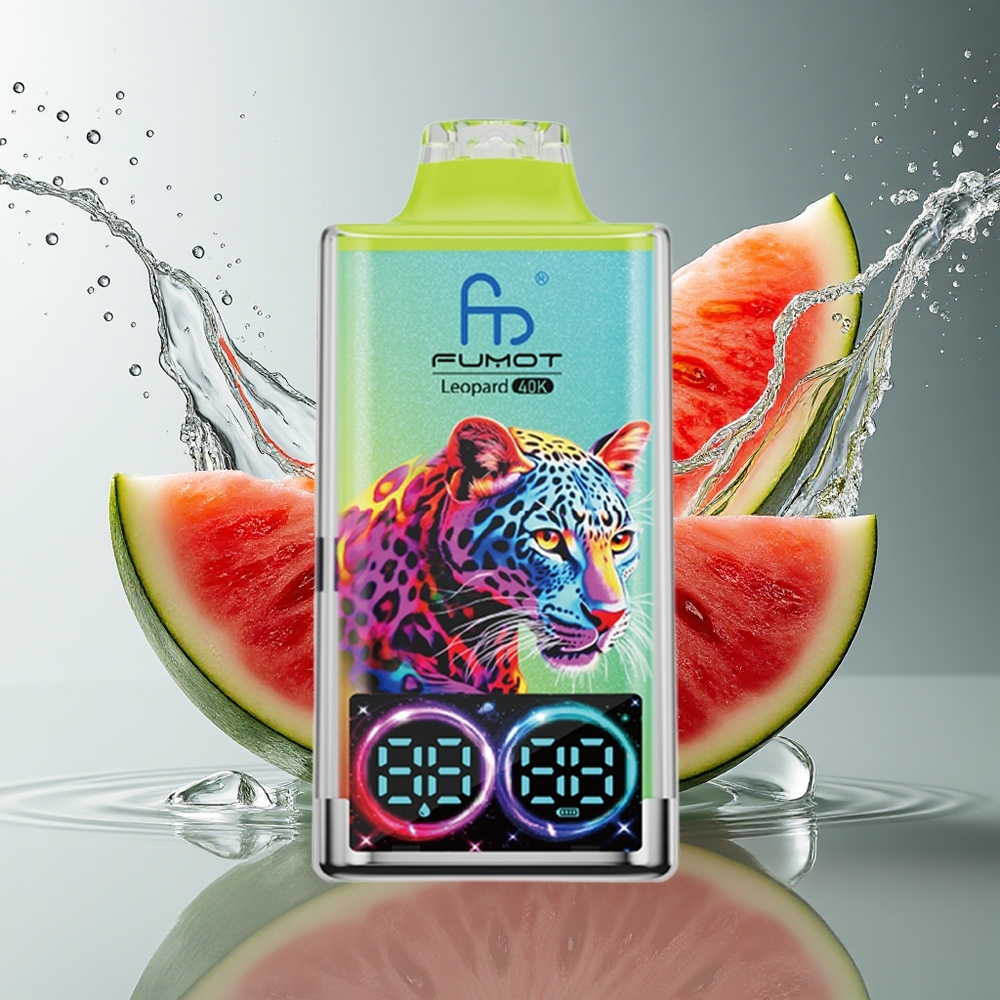 Fumot Luipaard 40K Puffs Wegwerp Vape Watermeloen IJs 0-5% Nicotine 700mAh Dual Mesh Type-C Digitale Display