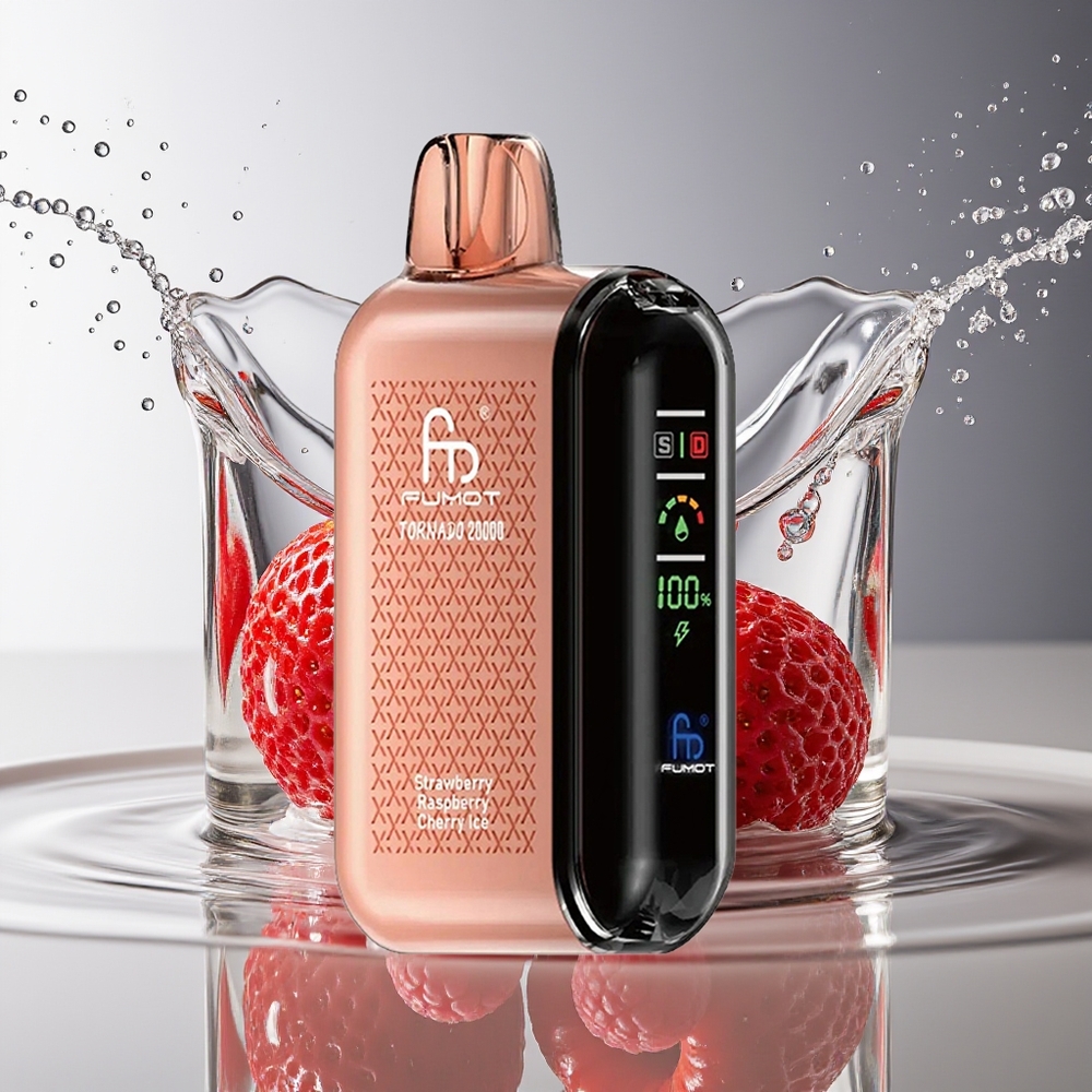 Fumot Tornado 20000 Puffs Aardbei Framboos Kers Ijs Dual Mesh 20ml Smart Display