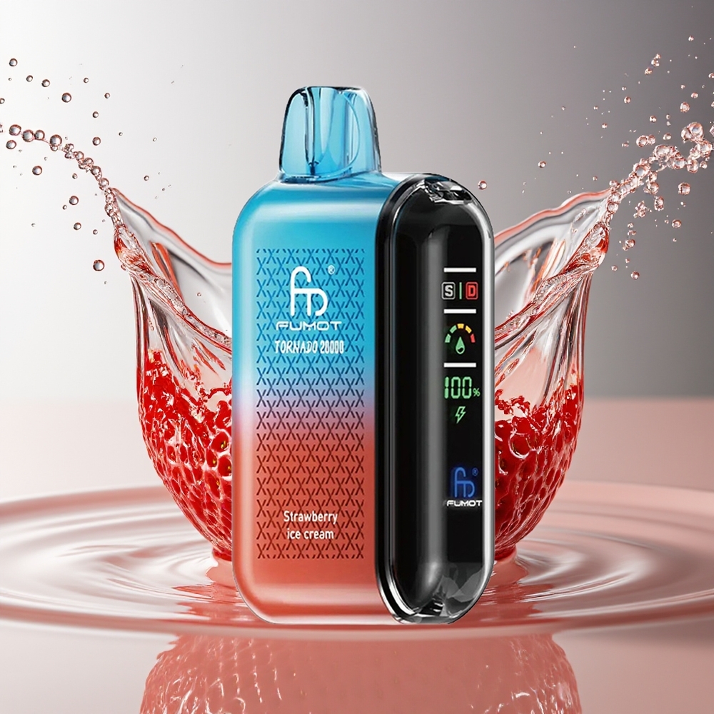 Fumot Tornado 20000 Puffs Aardbei IJscroom Dual Mesh 20ml 850mAh Display Airflow 2%
