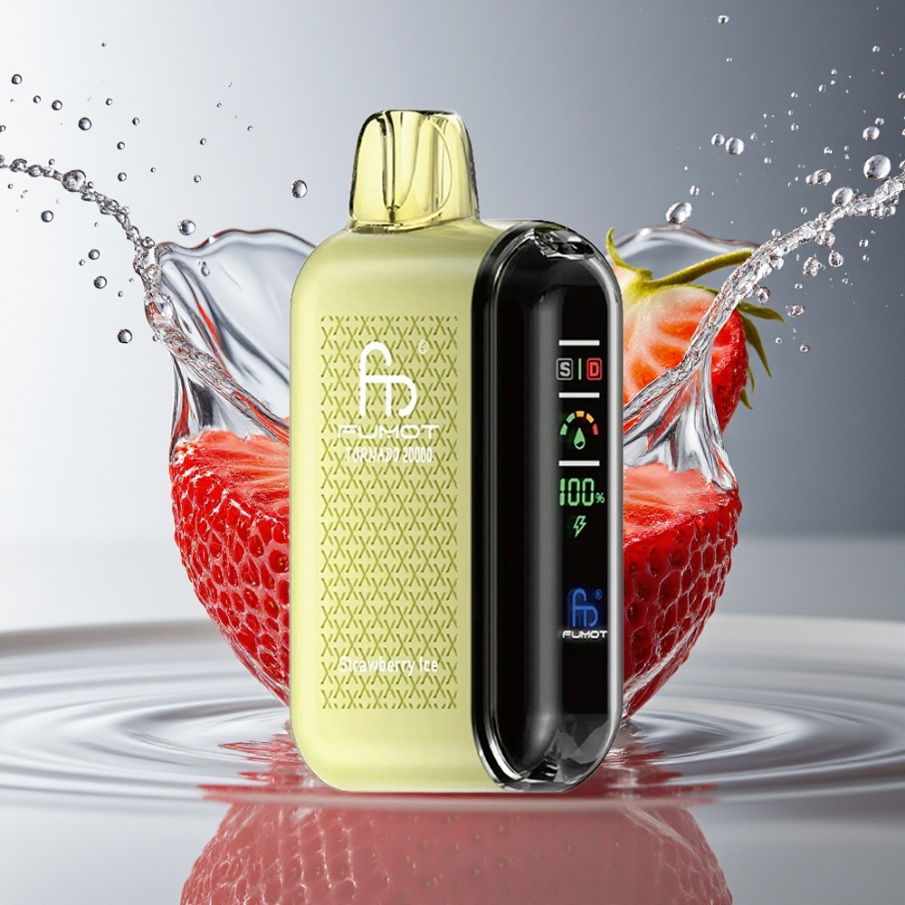 Fumot Tornado 20000 Puffs Aardbei Ijs Dual Mesh Coil Smart Display