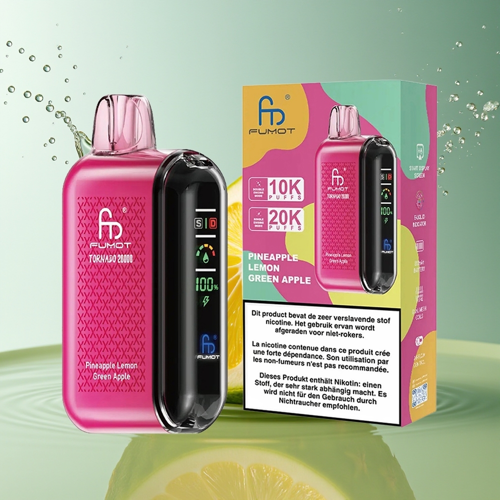 Fumot Tornado 20000 Puffs Ananas Citroen Groene Appel Dual Mesh Display Luchtstroom