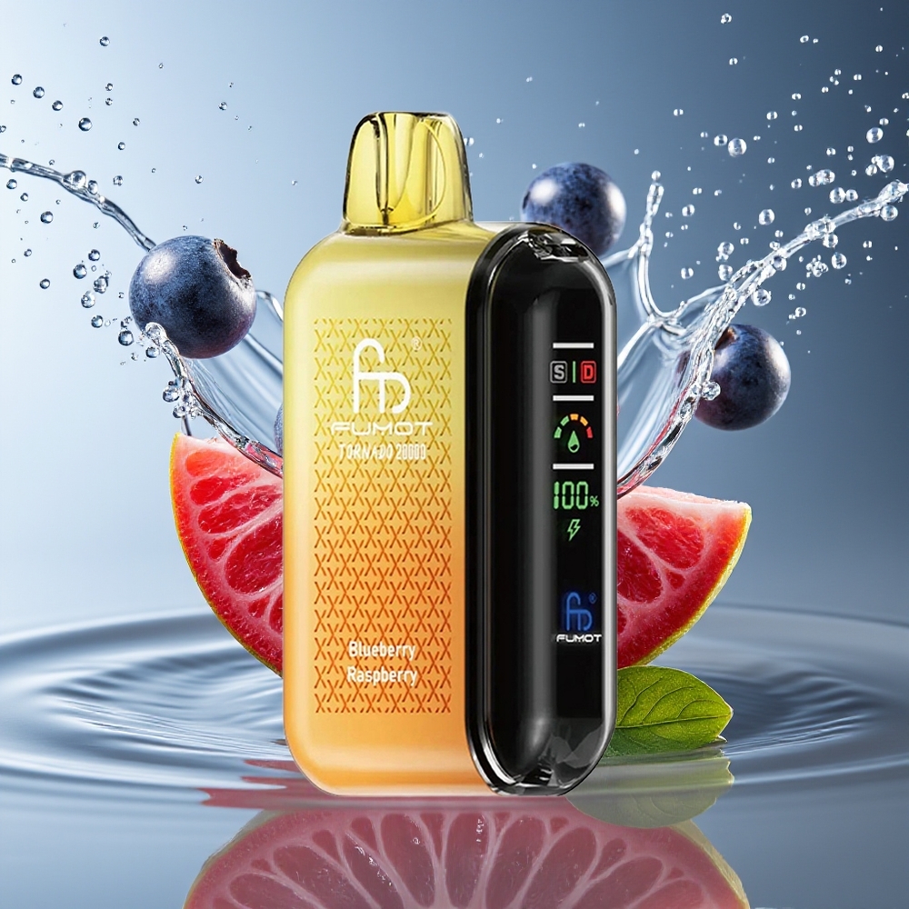 Fumot Tornado 20000 Puffs Blauwe Bes Framboos Dual Mesh 20ml 850mAh Display Luchtstroom