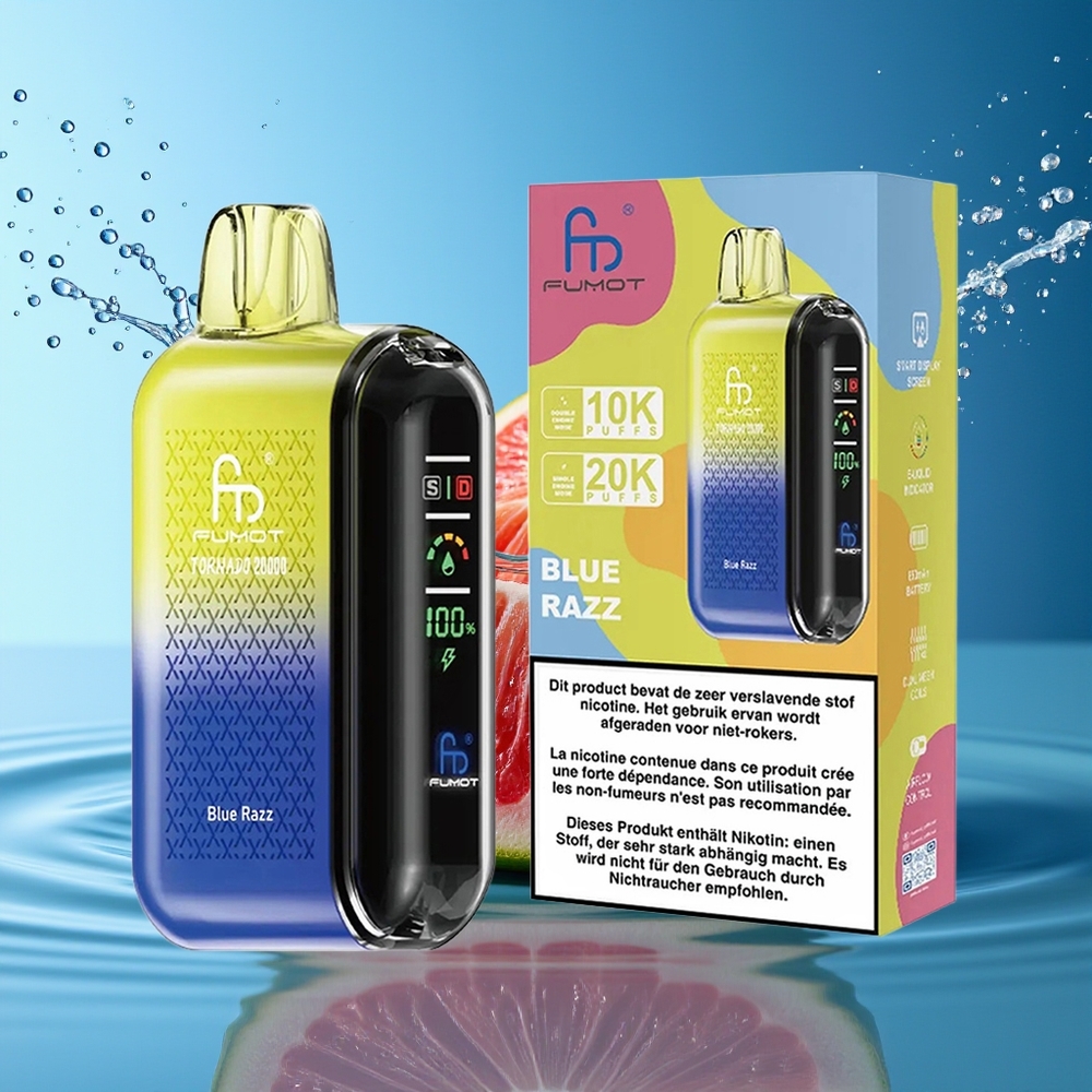 Fumot Tornado 20000 Puffs Blauwe Framboos Dual Mesh 20ml 850mAh Display Luchtstroom