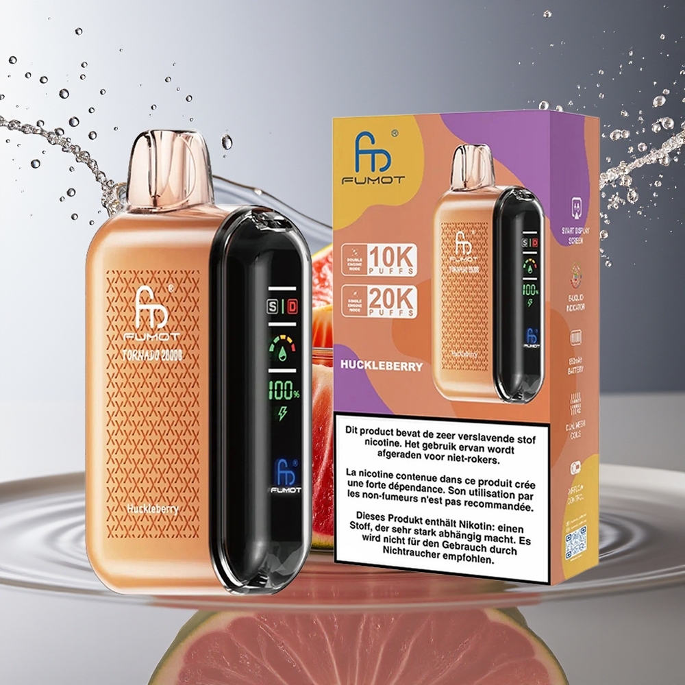 Fumot Tornado 20000 Puffs Bosbes Dual Mesh Coil Smart Display Luchtstroomregeling
