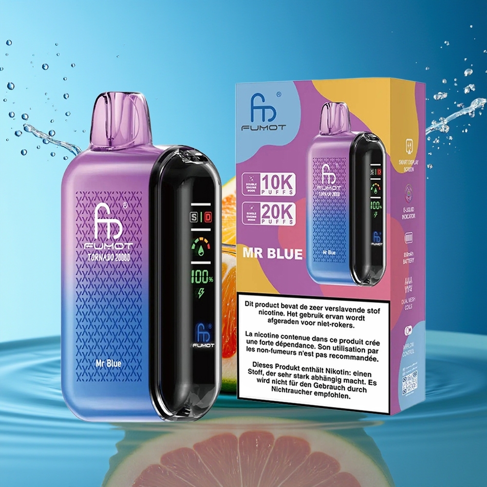 Fumot Tornado 20000 Puffs Dual Mesh Display Heer Blauw