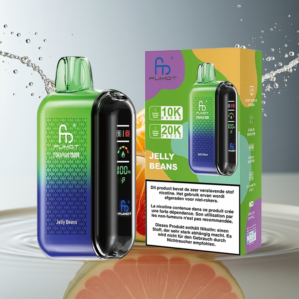 Fumot Tornado 20000 Puffs Dual Mesh Jelly Beans Display Luchtstroom 2% Nic