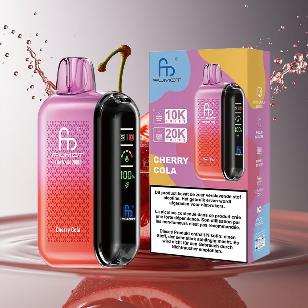 Fumot Tornado 20000 Puffs Dual Mesh Kers Cola Smart Display Luchtstroom