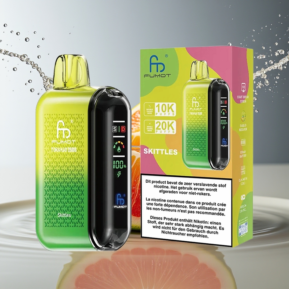 Fumot Tornado 20000 Puffs Dubbele Mesh Coil 20ml Regenboog Display Luchtstroom 2% Nicotine
