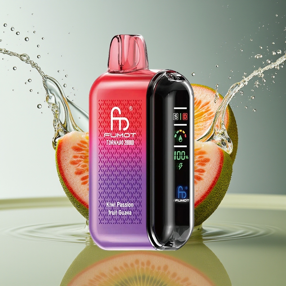 Fumot Tornado 20000 Puffs Kiwi Passievrucht Guave Dual Mesh Coil Smart Display