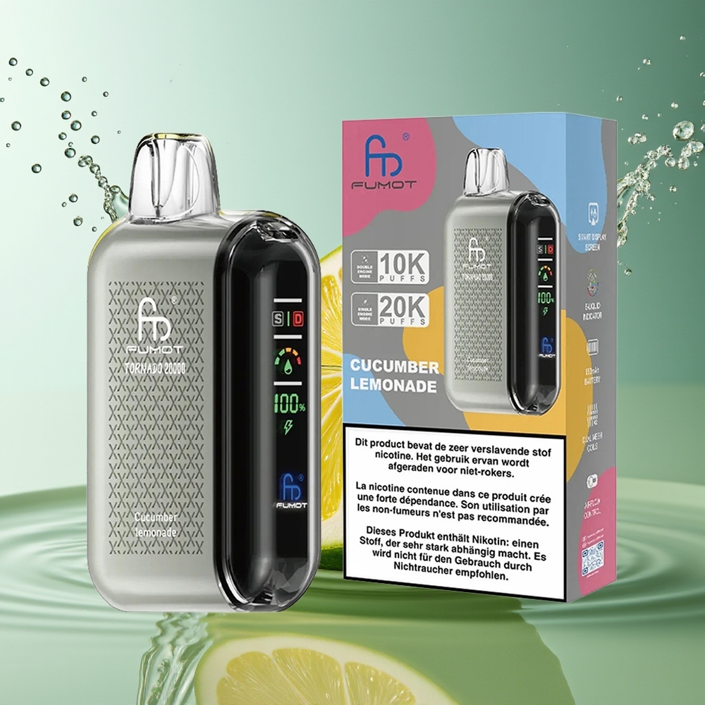 Fumot Tornado 20000 Puffs Komkommer Limonade Dual Mesh Coil 20ml 850mAh