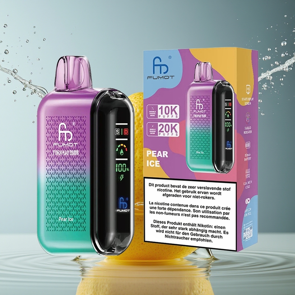 Fumot Tornado 20000 Puffs Peer IJs Dual Mesh Coil Smart Display Luchtstroom