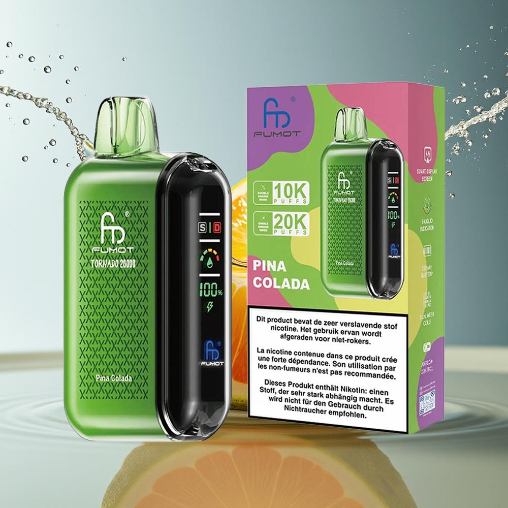 Fumot Tornado 20000 Puffs Pina Colada Dual Mesh 20ml 850mAh Display Luchtstroom