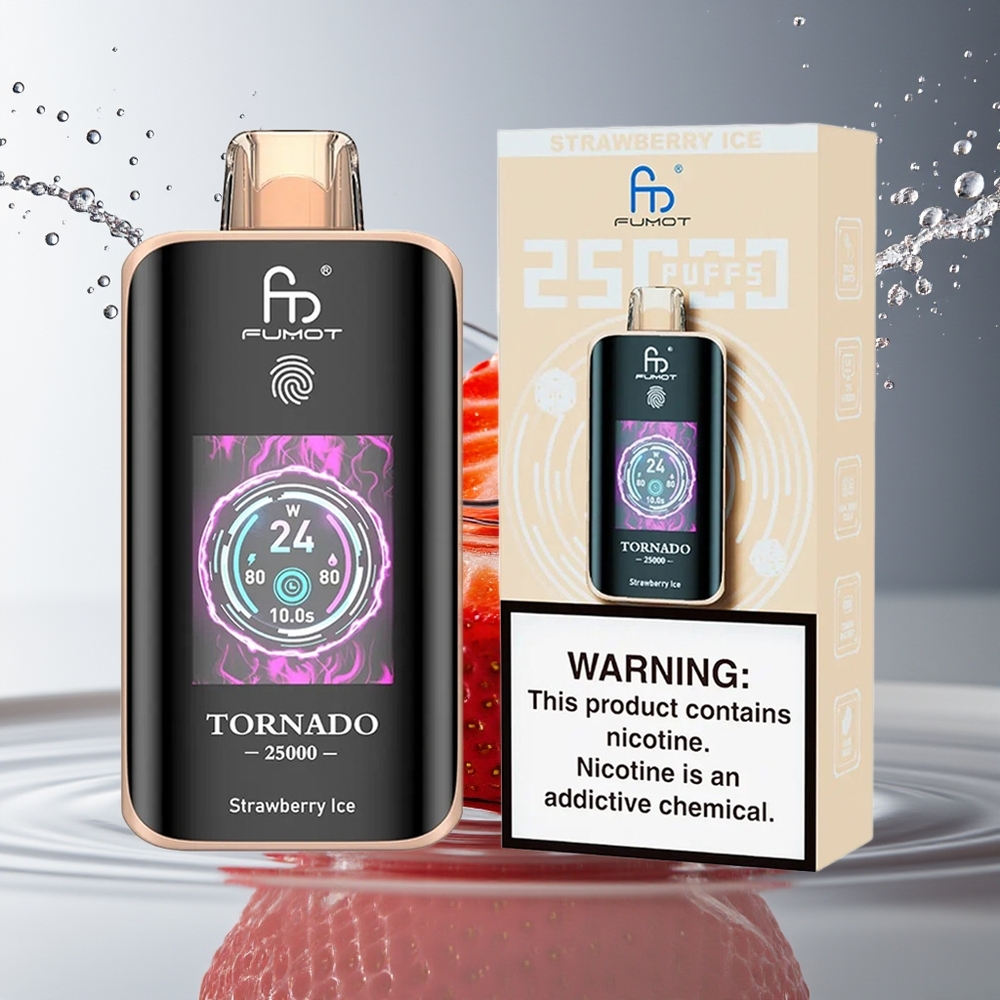 Fumot Tornado 25000 Puffs Aardbei Ijs HD Scherm 700mAh 20ml Type-C