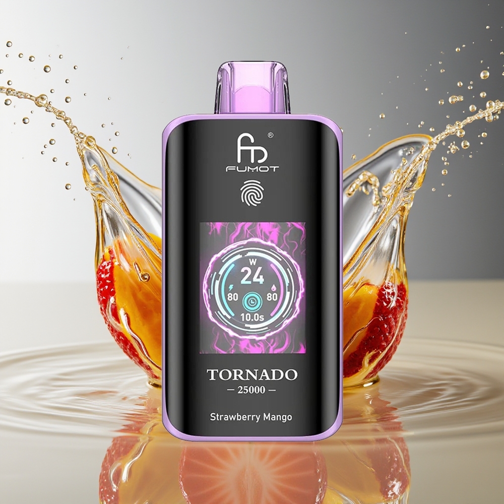 Fumot Tornado 25000 Puffs Aardbei Mango HD Scherm Type-C Oplaadbaar 20ml