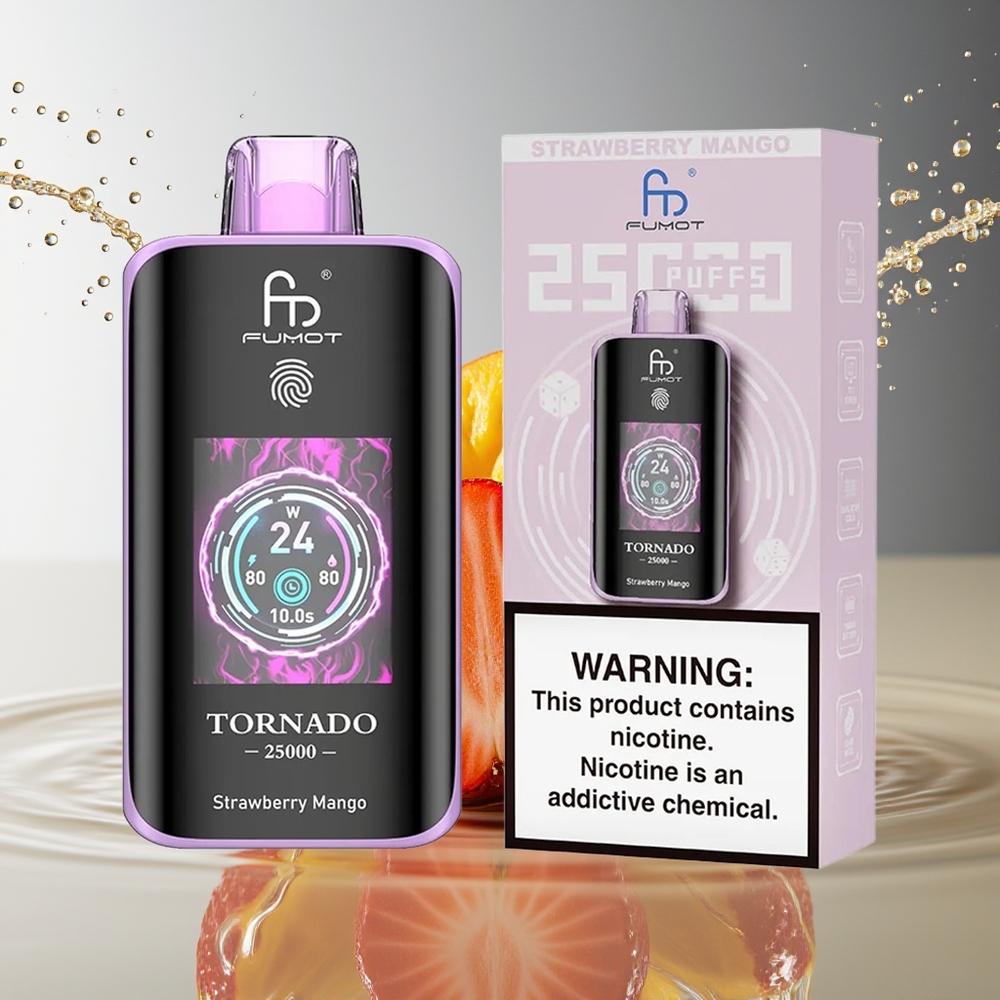 Fumot Tornado 25000 Puffs Aardbei Mango HD Scherm Type-C Oplaadbaar 20ml