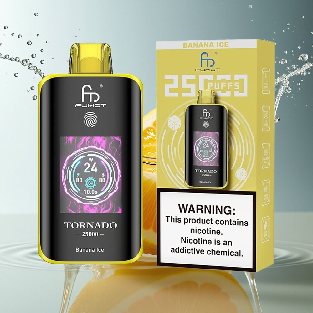Fumot Tornado 25000 Puffs Banaan IJs HD Scherm 700mAh 20ml Type-C