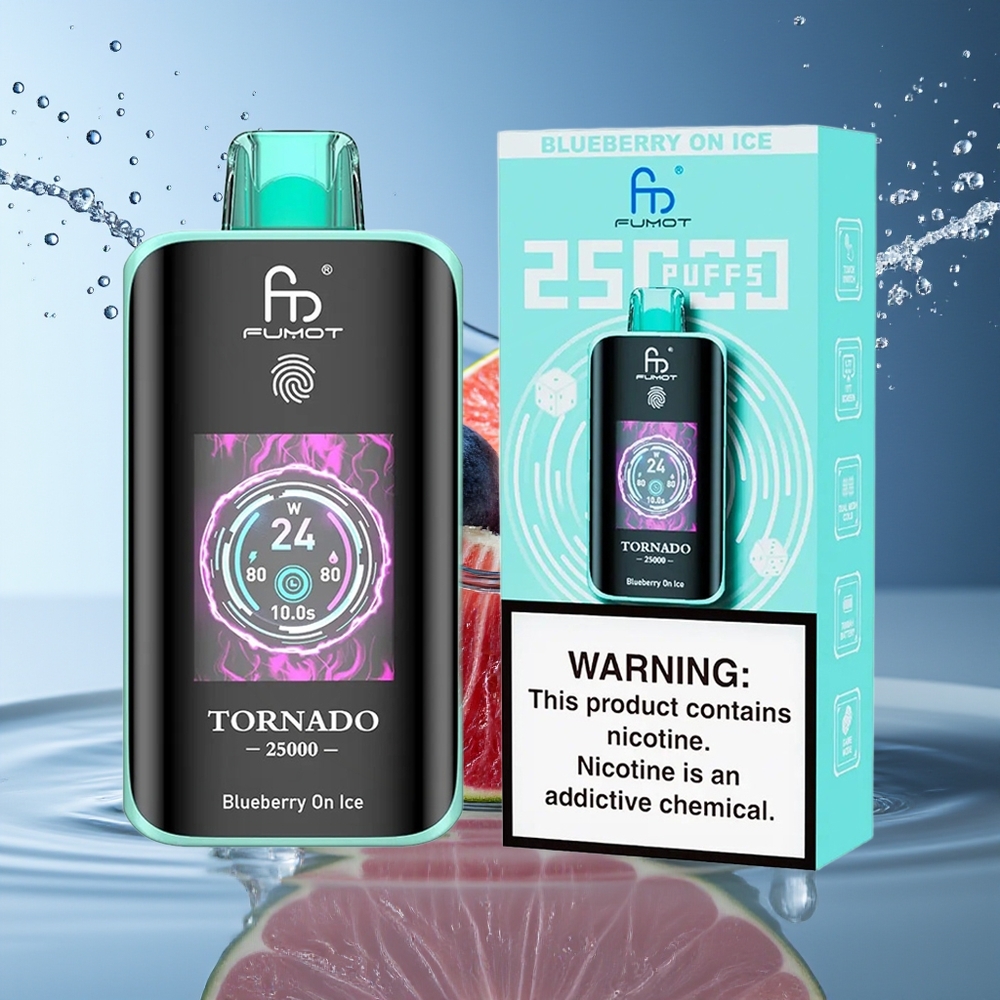Fumot Tornado 25000 Puffs Blauwe Bes Op IJs HD Scherm 700mAh 20ml Type-C