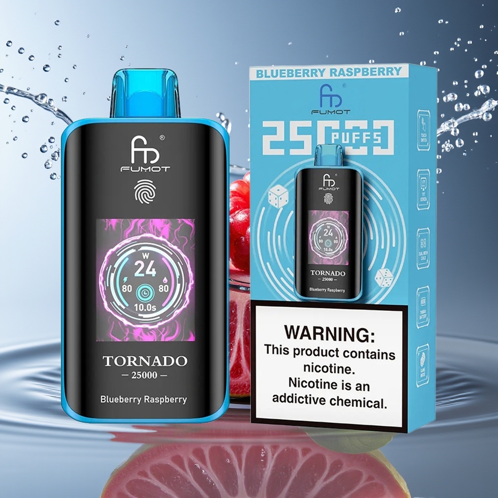 Fumot Tornado 25000 Puffs Bosbes Framboos HD Scherm 700mAh 20ml Type-C