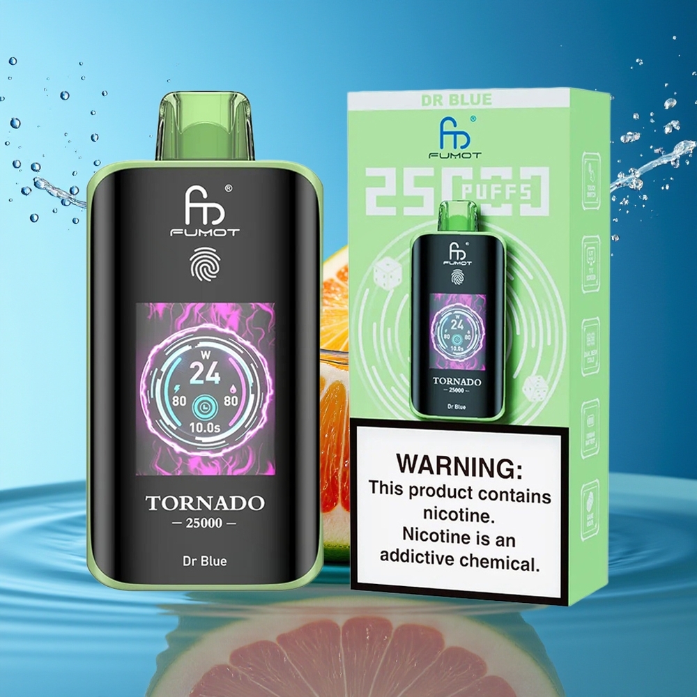 Fumot Tornado 25000 Puffs Dr Blauw HD Scherm 700mAh Type-C Opladen 20ml