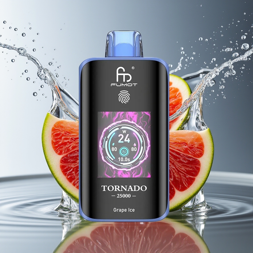 Fumot Tornado 25000 Puffs Druiven IJs HD Scherm 700mAh 20ml Type-C Oplaadbaar