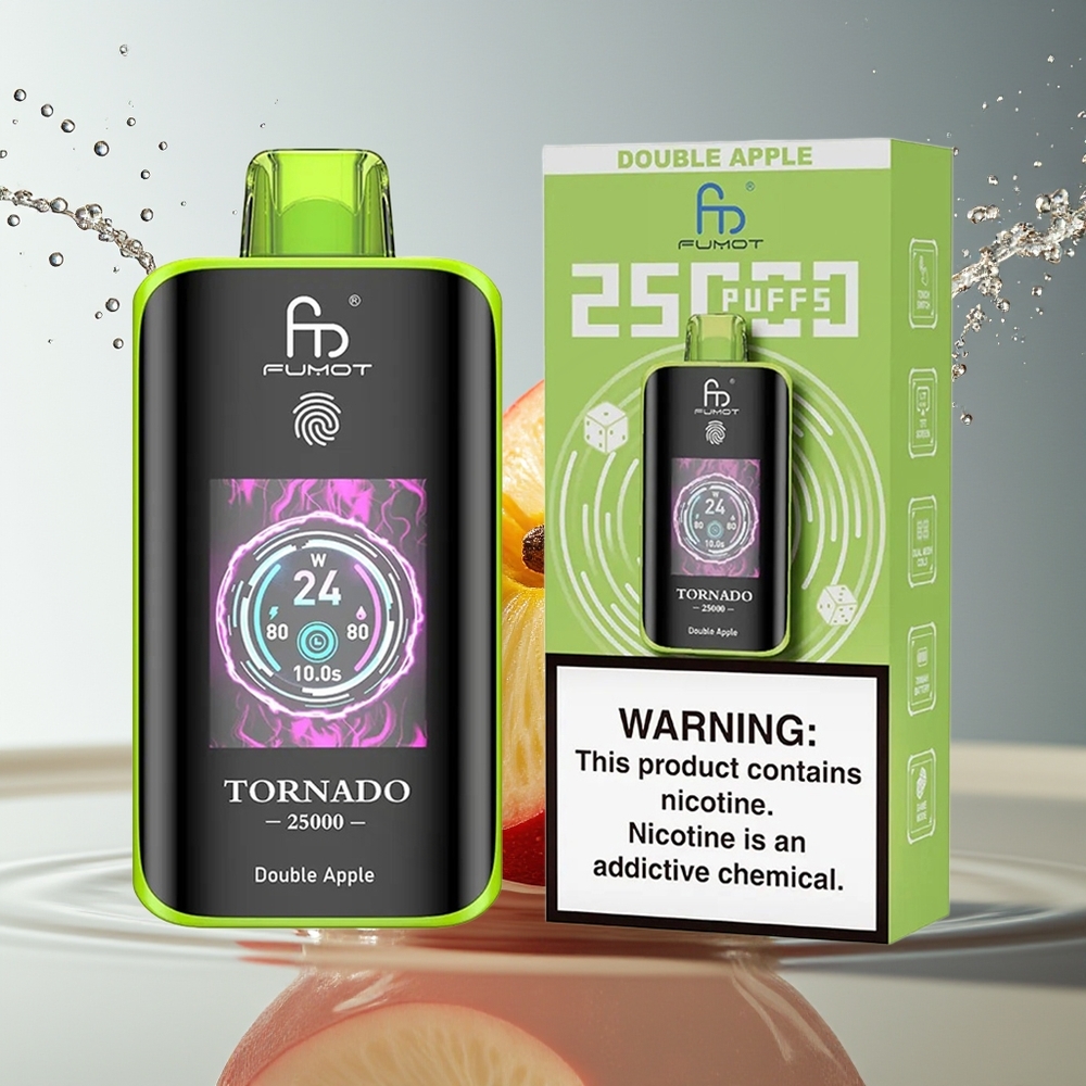 Fumot Tornado 25000 Puffs Dubbele Appel Oplaadbare Accu Type-C HD Scherm
