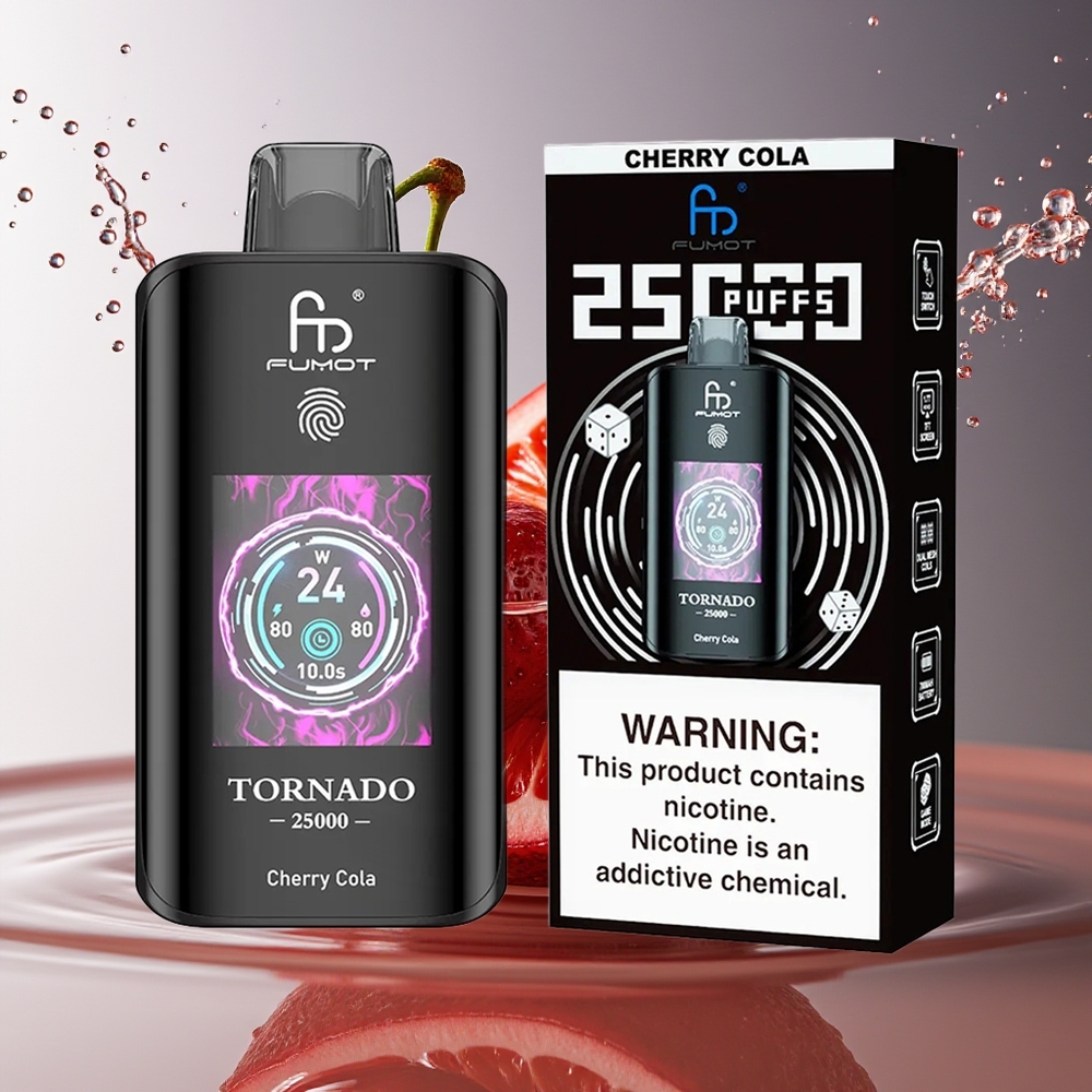 Fumot Tornado 25000 Puffs Kers Cola HD Scherm 700mAh Type-C Oplaadbaar 20ml