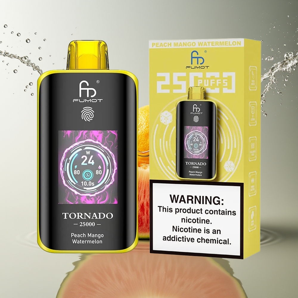 Fumot Tornado 25000 Puffs Perzik Mango Watermeloen HD Scherm 700mAh Type-C
