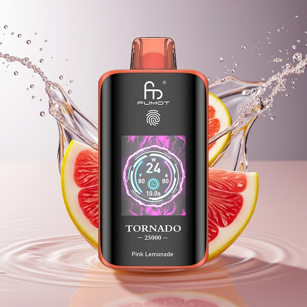 Fumot Tornado 25000 Puffs Roze Citroenlimonade HD Scherm 700mAh 20ml Type-C