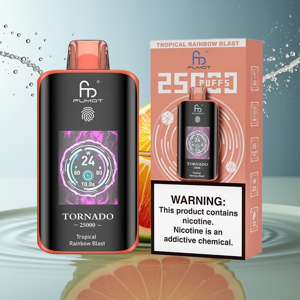 Fumot Tornado 25000 Puffs Tropische Regenboog Explosie HD Scherm 700mAh 20ml Type-C
